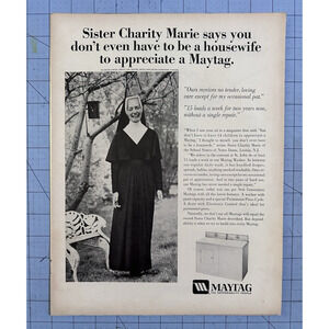 1969 MAYTAG Washer Dryer Sister Charity Marie Leonia NJ Vintage Print Ad